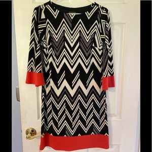 Enfocus Studio Black/White Chevron Dress